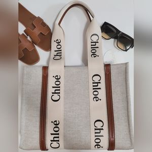 NEW Chloe Woody Canvas Tote Medium